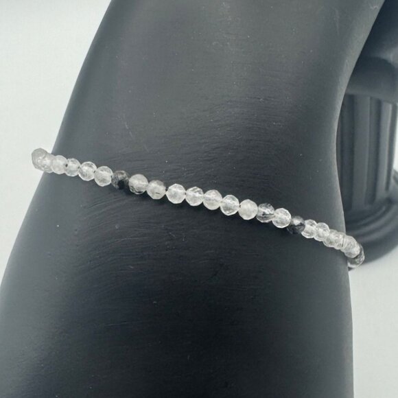 Clear Quartz Beaded Bracelet Adjustable Chain Dainty Handmade Jewelry - Picture 1 of 6
